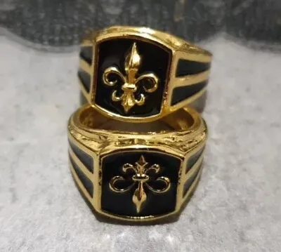 New Orleans Saints Men's Gold Plated Fleur De Lis Polished Signet Ring • $24.99