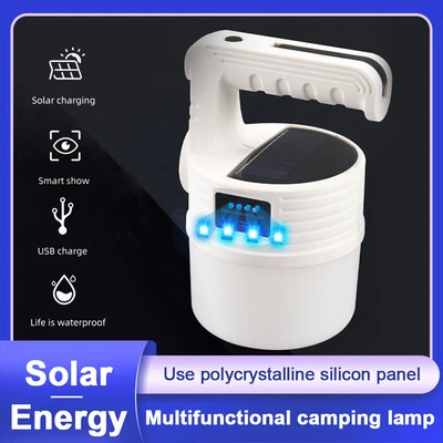 $12.90 • Buy Portable LED Solar Camping Torch USB Rechargeable Lantern Night Light Tent Lamp~