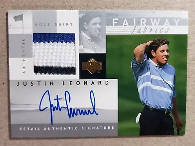 2002 Upper Deck Fairway Fabrics Justin Leonard Auto Golf Shirt PGA Tour • $19.95