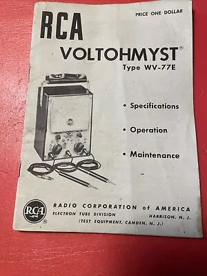 RCA Junior Voltohmyst  Type WV-77 C Manual • $3