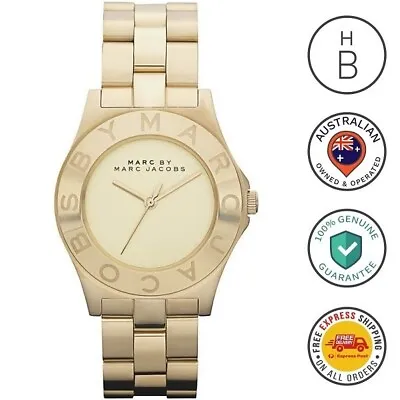 New RARE Marc By Marc Jacobs Womens Watch Blade Gold Tone Engraved Bezel MBM3126 • $299