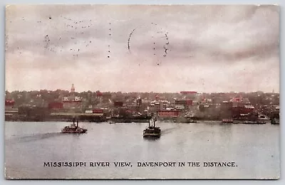 Postcard Mississippi River View Davenport In The Distance Ships Posted 1908 • $7.90