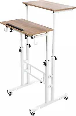 Mobile Standing Desk Portable Stand Up Desk Height Adjustable Small Standing D • $84.99