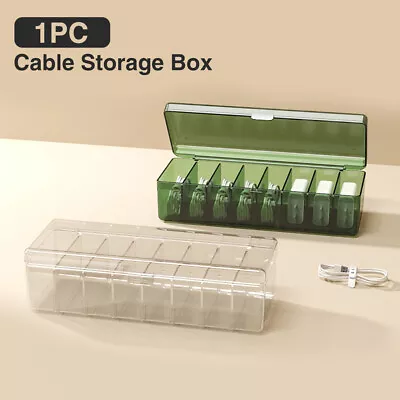 Drawer Tidy Cord Organizer Wire Ties Storage Case Cable Management Box With Lid • £13.15