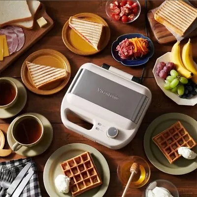 VITANTONIO WAFFLE & HOT SAND BAKER VWH-600-I Ivory AC100V 50/60Hz 900W Plates • $129.99