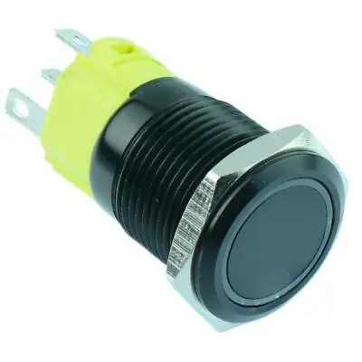 Black Momentary / Latching 16mm Illuminated Metal Vandal Push Button Switch 12V • £6.59