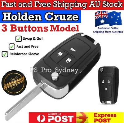 1 X Holden Cruze Barina Trax 3 Button Remote Flip Key Blank Shell/Case • $10.95