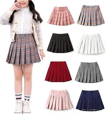 £10.49 • Buy Girls Slim Thigh High Waisted Pleated Zip Tennis Style Skater Mini Skirt (Kids)