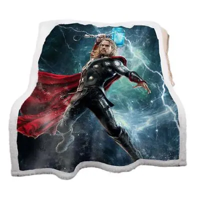 New Avengers Thor 3D Printed Blanket Sofa Cover Napdouble Layer Lamb Plush Teen • $49.71