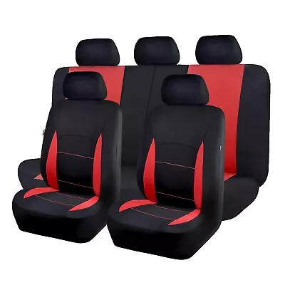 Car Seat Covers Universal Set Breathable Split 40/60 50/50 Fit Airbag Red Black • $35.99