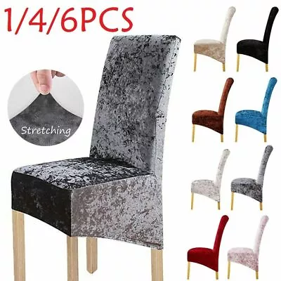 New Crushed Velvet Dining Chair Covers Stretchable Christmas Slipcover Decor • £6.99