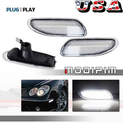 For 01-07 Mercedes Benz W203 C-Class C200 300 Clear White Side Marker LED Lights • $29.99