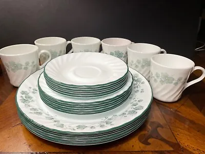 $69.95 • Buy 🍀6 Sets-Corelle Callaway Ivy Dinner/Salad Plates With Cups/Saucers (24 Pieces)