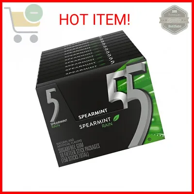 5 Gum Spearmint Rain Sugarfree Gum 15 Piece (10 Pack) • $28.22