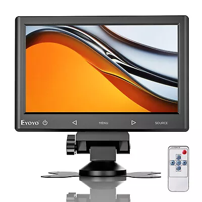 Eyoyo 7-inch LCD Monitor Support AV/VGA/HDMI 1024x600 450cd/m2 With Speaker • £51.88