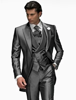 Wedding Men's Tail Jacket 3 Pieces Groom Party OL Tuxedo Blazer With Pants Vest • $71.09