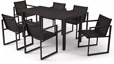 7 Pieces Patio Dining Set Outdoor Set With Aluminum Table And 6 Stackable Chairs • $645
