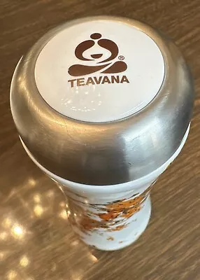 TEAVANA Tea Infuser Travel Tumbler 8oz Porcelain Stainless Steel Floral Mug Lid • $25