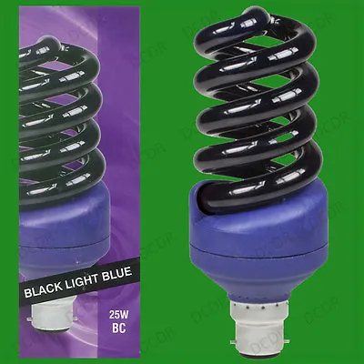 £8.99 • Buy 25W UV Ultraviolet Blacklight Low Energy CFL Spiral Light Bulb BC B22 Disco Lamp
