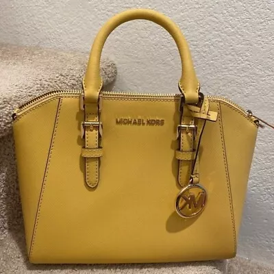 Michael Kors Ciara Large Satchel Yellow Leather - Brand New!! • $65