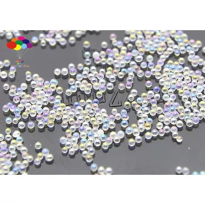 100000pcs 12g Glass WHITE AB Micro Beads Small No Hole 0.6-0.8mm Nail Art Caviar • $0.99