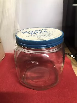 Vintage Miracle Whip Large Glass Jar With Metal Lid No Label • $12.50