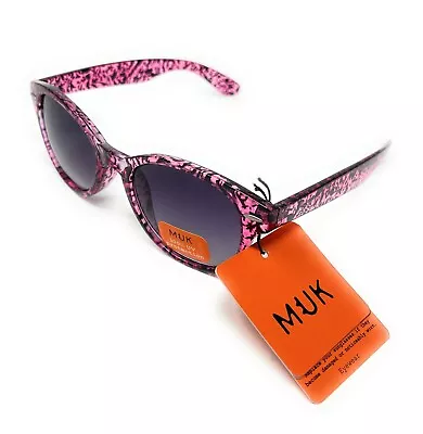 MUK Sunglasses Women's Fashion Pink Purple Animal Print Frame 100% UVA UVB 7833 • £14.97