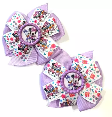 Beautiful Daisy Duck And Minnie Mouse Inspired Pigtail Hair Bows For Girls. • $11.95
