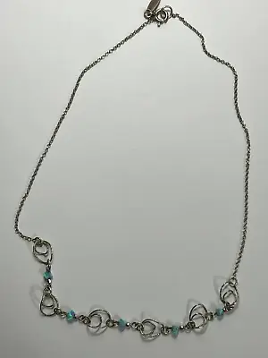 Magnolia 925 Sterling Silver Pendant Necklace Styled With Blue Handmade Opal • $40