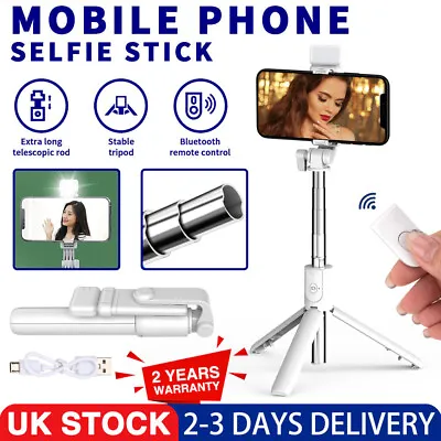 Telescopic Selfie Stick Bluetooth Tripod Monopod Phone Holder For Samsung IPhone • £6.34