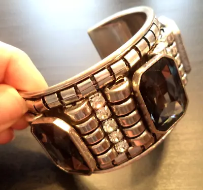 Stunning Vintage Estate Silver Tone Rhinestone $36 Tag 7.5  Cuff Bracelet! 1567p • $0.99