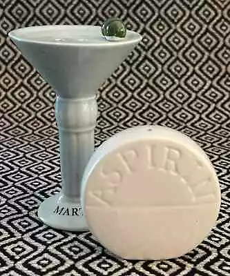 Vtg Martini And Aspirin Salt & Pepper Shakers Collectible Ceramic S&P Shakers • $15