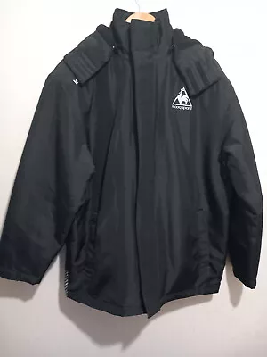 Mens Black Le Coq Sportif  Zip Up Coat Jacket Padded With Hood - Size Medium • £22.90