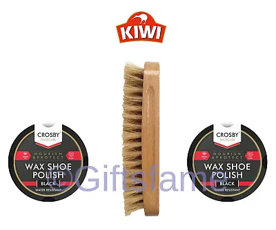 £9.99 • Buy Shoe Care Boot Polishing Cleaning Kit With KIWI Brush And 2 Crosby Polish Tins
