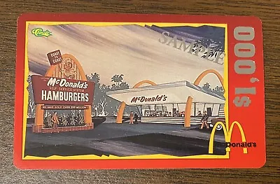 1996 Classic Mcdonald’s $1000 Promo / Sample Phone Card • $3.34