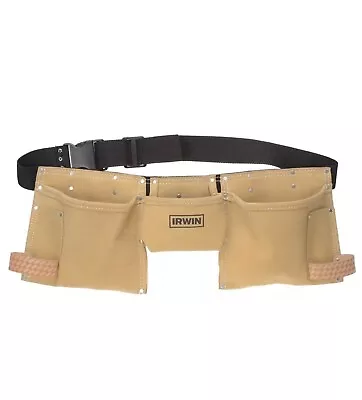 Irwin Split Leather Tool Apron 5 Pocket Adjustable Polypropylene Belt USA Brand • $65