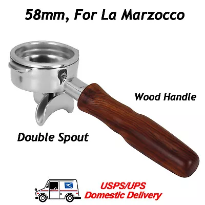 Espresso Coffee Portafilter 58mm For La Marzocco Double Spout Wood Handle Filter • $40.41