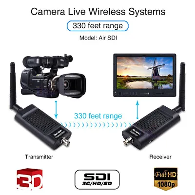 Measy Air SDI Wireless 1080P Video AV Transmitter WiVu 3D Camera Live Camcorder • £458.99
