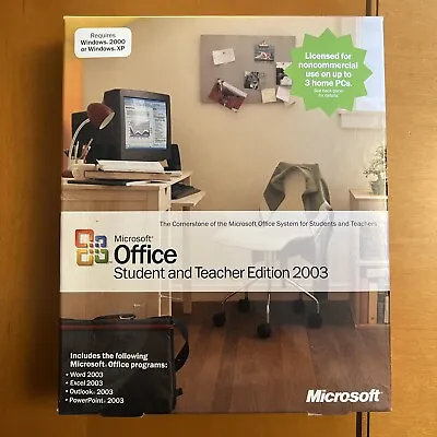 Microsoft Office Student And Teacher Edition 2003 Word Excel W/ Key Genuine Box • $25