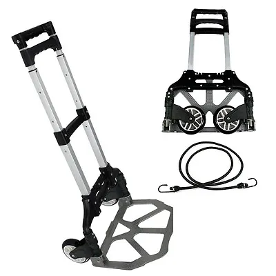 176 Lbs Folding Aluminium Cart Luggage Trolley Hand Truck With Black Bungee Cord • $35.58