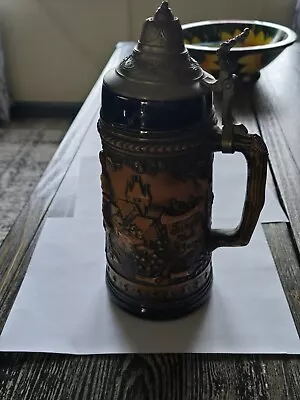 German Beer Steins Vintage Lidded 11  Tall • $12.99