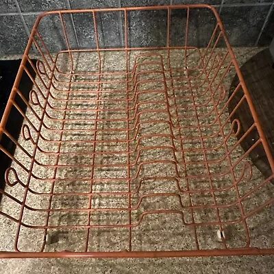 Vintage Kitchen Orange Coated Wire Rack Dish Drainer • $40