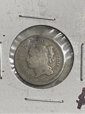 $8.99 • Buy 1867 3 Cent Nickel, Damage, 99c Shipping
