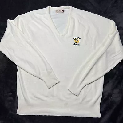 Green Bay Packers Vintage NFL Football V Neck Sweater Mens XL Yellow Logo 7 • $30.87