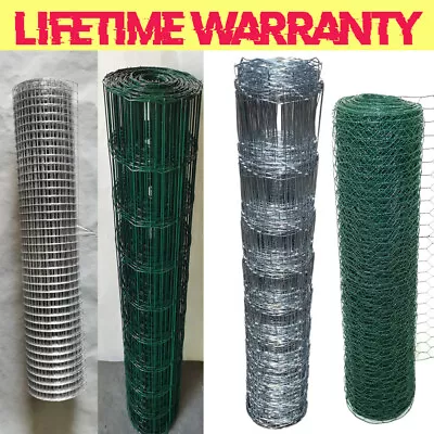 Pvc Coated Wire Mesh Fencing Wire Galvanised Garden Nail Metal Fence Posts Rolls • £9.84