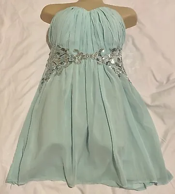 $35 • Buy ALLY Mint Green Dress Special Occasion Size 10 Graduation Formal Silver Sequins