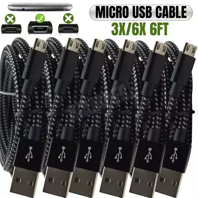 3/6X Bulk Lot Micro USB Cable 6Ft Fast Charger Samsung S7 S6 Android LG Charging • $16.04