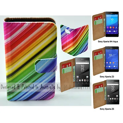 $13.98 • Buy For Sony Xperia Series Colour Streak Theme Print Wallet Mobile Phone Case Cover
