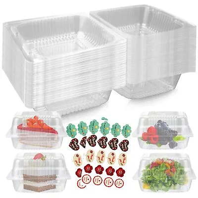 50PCS Cake Slice Boxes Individual Cake Boxes For Cake Portions 5.5 Inch Clear • £9.46