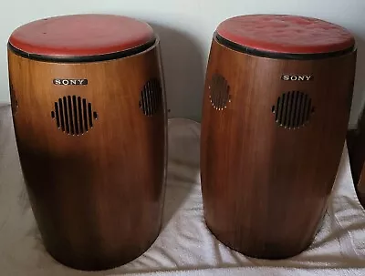 Vintage Sony SS 9500 Wood Bongo Floor Speakers W/ Original Cushions MCM Works! • $800